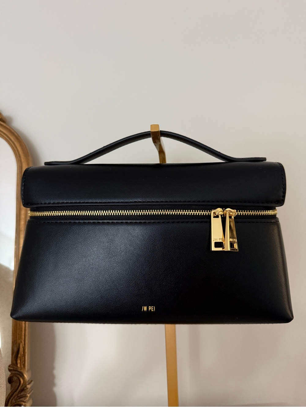 JW PEI Black Thea Top-Handle Leather Crossbody Bag